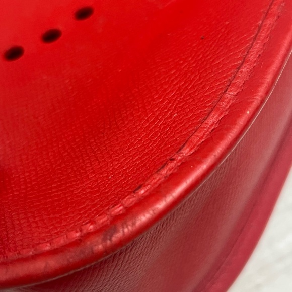 Hermes Evelyne Rouge GM Palladium Hardware dust bag Epsom leather L Stamp COA - Picture 13 of 17